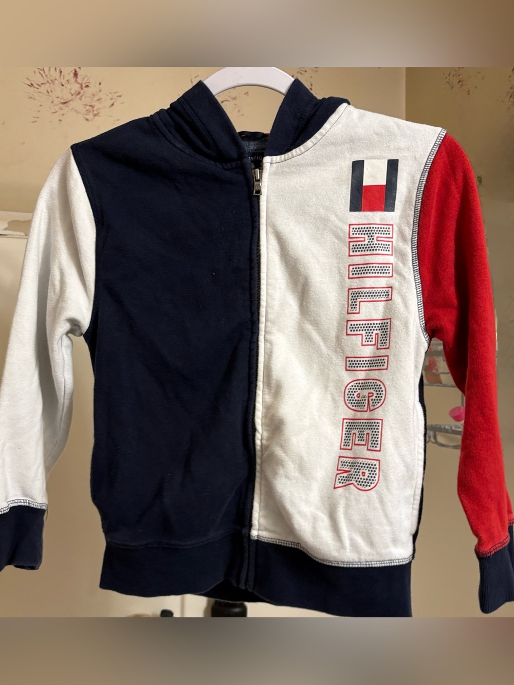 Tommy Hilfiger Kids Colorblock Navy White & Red Zip Hoodie
